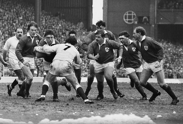 Englands Gary Rees defends against Ireland - 1986 Five Nations
