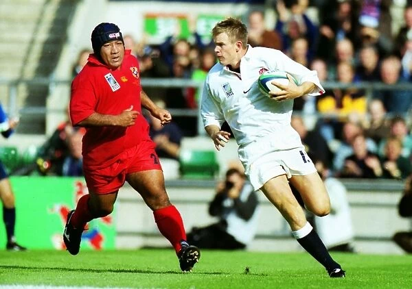 Englands Matt Perry scores against Tonga - 1999 Rugby World Cup
