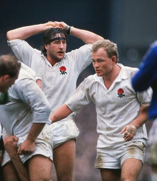 Englands Mike Teague and Andy Robinson - 1989 Five Nations