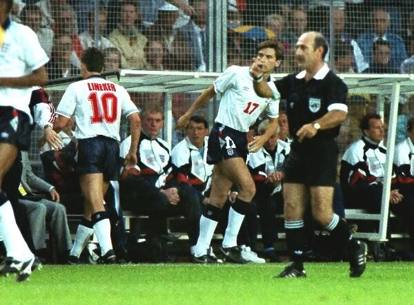 Gary Lineker is substituted in what would prove to be his final game for England