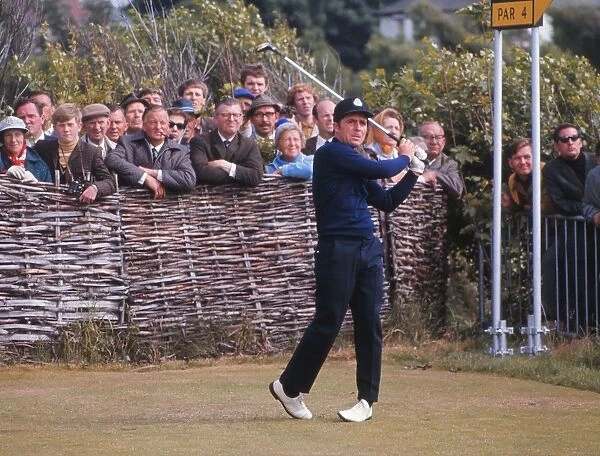 Gary Player tees off during the 1969 Open
