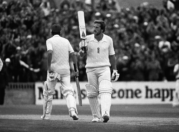 Ian Botham reaches his century during the 5th Test of the 1981 Ashes
