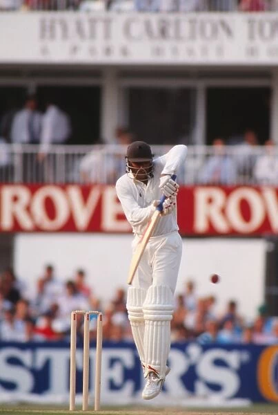 Indias Mohammad Azharuddin bats at the Oval in 1990