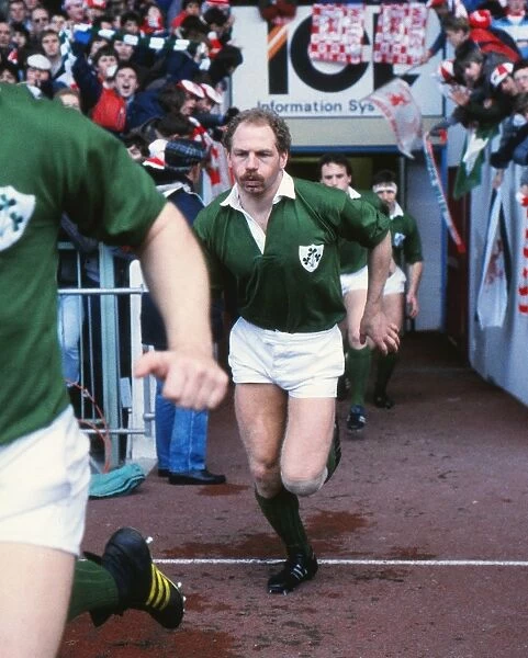 Irelands Nigel Carr runs out at Cardiff - 1985 Five Nations