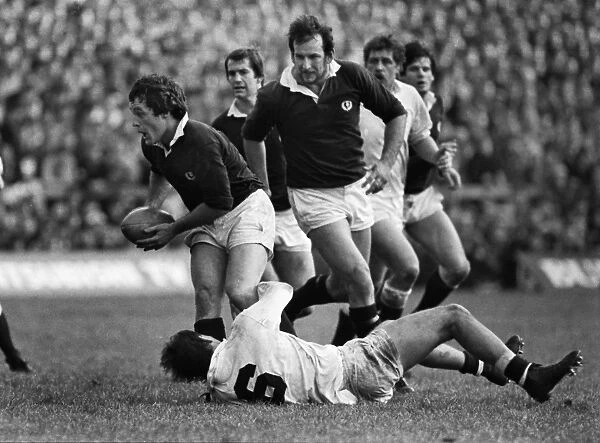 Jim Calder is tackled by Nick Jeavons - 1983 Five Nations