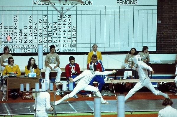 Jim Fox and Boris Onischenko during their infamous fencing bout at the 1976 Montreal Olympics