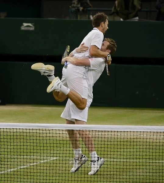 Jonathan Marray and Frederik Nielsen celebrate their victory - 2012 Wimbledon Mens Doubles Final