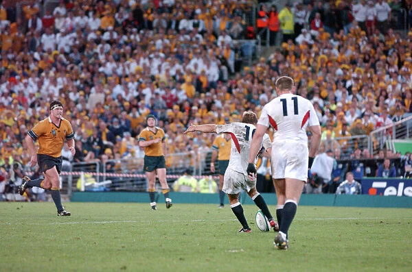 Jonny Wilkinson strikes the World Cup-winning drop goal
