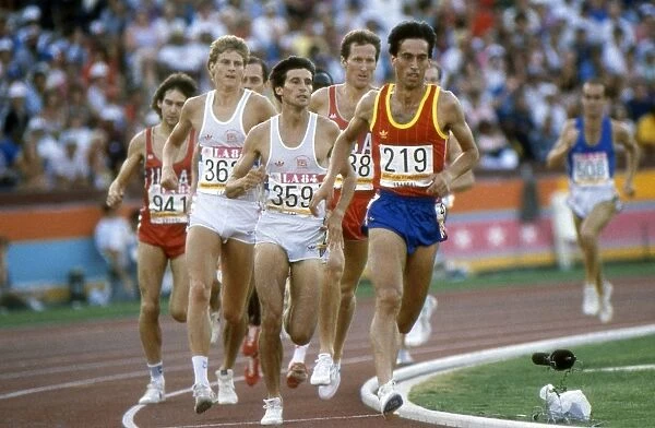 Jose Manuel Abascal leads from Seb Coe and Steve Cram in the final of the 1500m at the 1984 Los Angeles Olympics