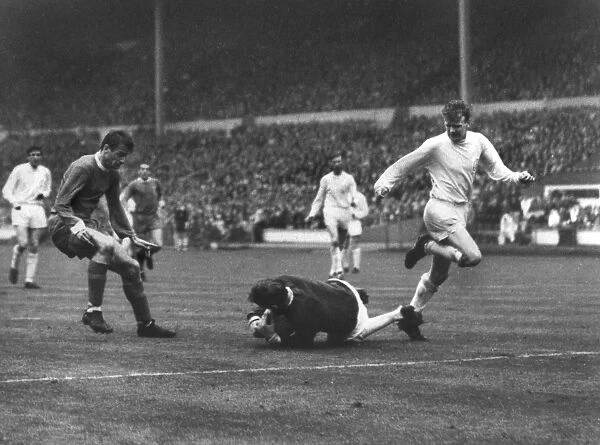 Leeds Uniteds Gary Sprake makes a save during the 1965 FA Cup Final