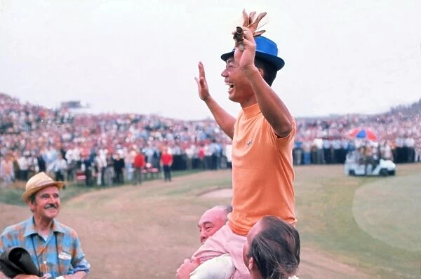 Liang Huan Lu (Mr Lu) is chaired off the final green after finishing second in the 1971 Open