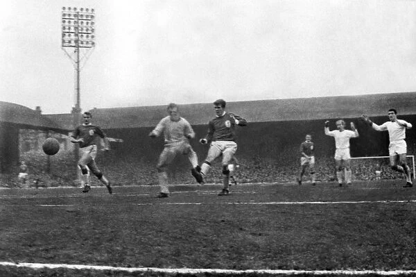 Liverpools Alf Arrowsmith scores against Manchester United in 1963 / 4