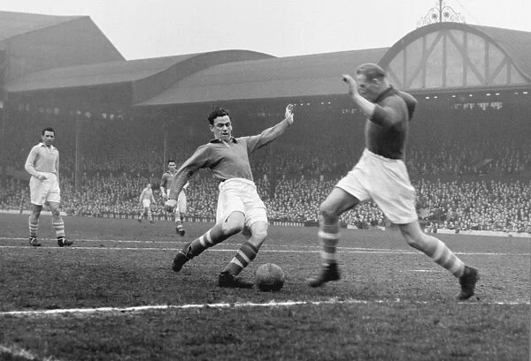 Manchester City goalkeeper closes down Liverpools John Smith at Anfield in 1951 / 2