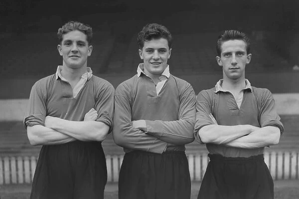 Manchester United players Ian Greaves, Geoff Bent and Dennis Viollet