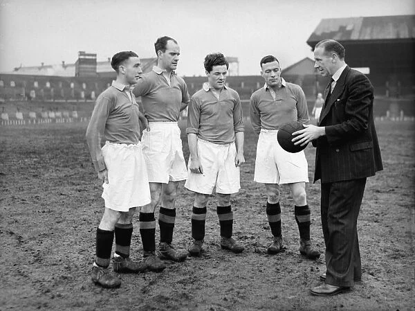 Matt Busby with four of his Manchester United players - 1946 / 7