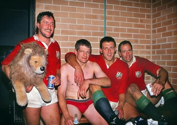 Mike Teague, Finlay Calder, Wade Dooley & Paul Ackford celebrate the British Lions series win in 1989