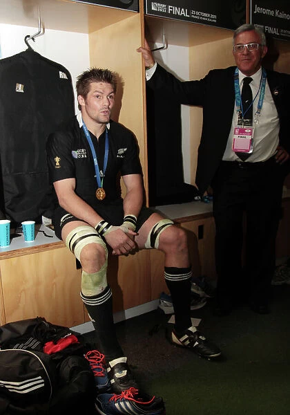 New Zealand captain Richie McCaw in the changing room after winning the World Cup Final