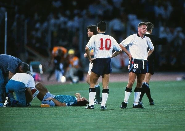 Paul Gascoigne is booked in the semi-final of the 1990 World Cup