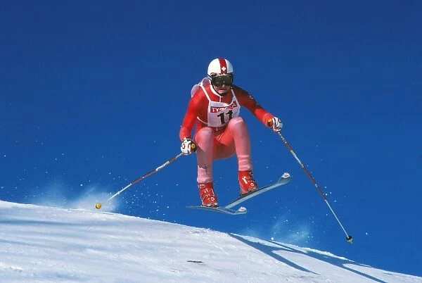 Peter Mueller. Alpine Skiing. Switzerland's Peter Mueller in the Downhill in 1986