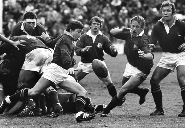 Peter Wheeler attempts to charge down the kick of Divan Serfontein during the 3rd Test - 1980 British Lions Tour of South Africa
