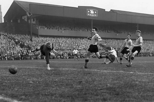 Prestons Tom Finney scores against Manchester City during the 1959 / 60 season