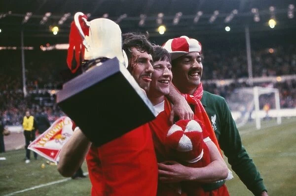 ruce Grobbelaar, Ronnie Whelan and Mark Lawrenson celebrate Liverpools 1982 League Cup victory