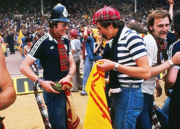 Scotland fans take turf from the Wembley pitch - 1977 British Home Championship