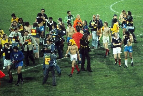 Scotland players after their draw with Brazil at the 1974 World Cup