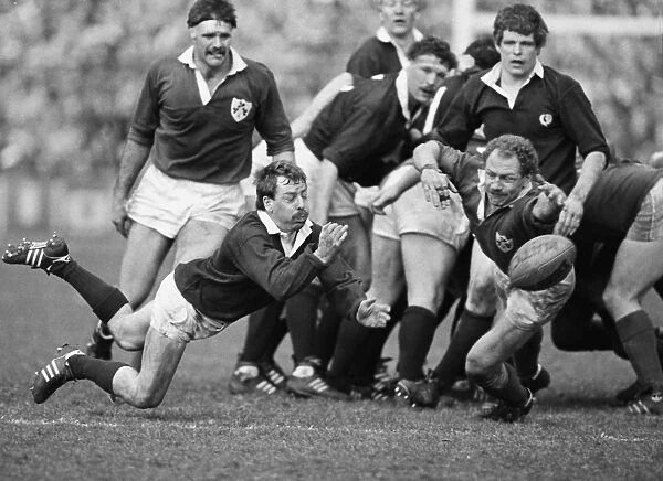 Scotlands Roy Laidlaw gets the ball away against Ireland - 1986 Five Nations
