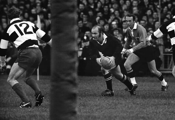 Sid Going on the ball for the All Blacks against the Barbarians in 1973