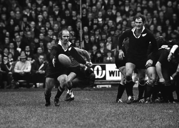 Sid Going kicks ahead for the All Blacks against the Barbarians in 1973