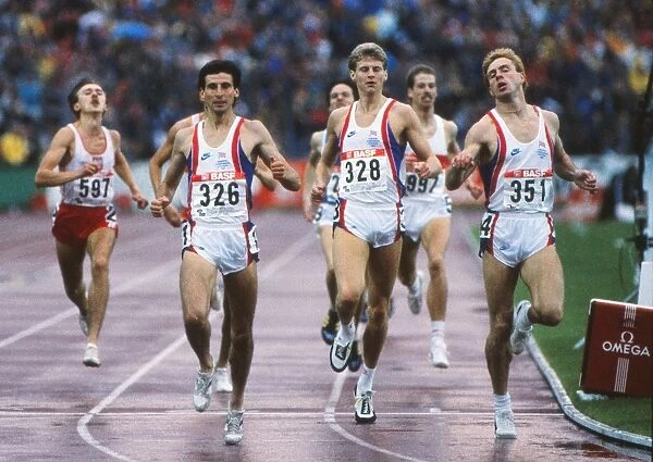 Three Spitfires coming out of the sun to complete a clean sweep for Britain in the 800m final at the 1986 European Championships