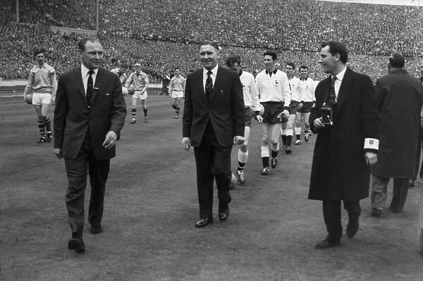 The teams walk out for the 1962 FA Cup Final