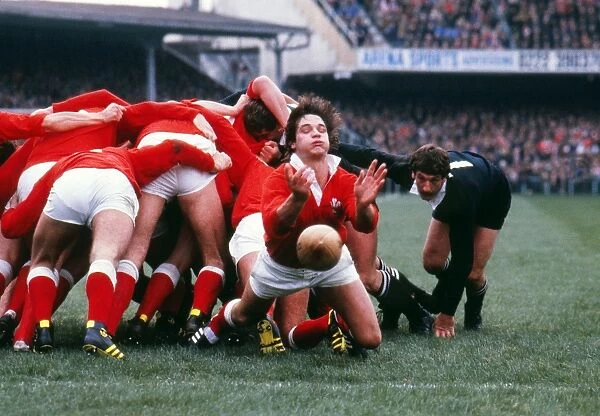 Terry Holmes passes the ball against the All Blacks in 1980