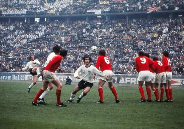 West Germany takes a free-kick against England in 1972