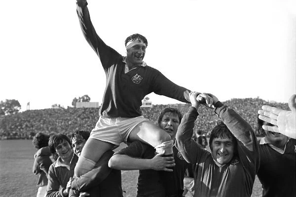 Willie John McBride is chaired off the pitch after the British Lions win the Third Test and the series in South Africa in 1974