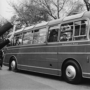 The Chelsea team coach arrives at Villa Park for the 1967 FA Cup semi-final