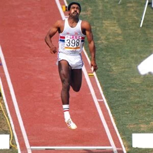 Daley Thompson in the long jump on the way to decathlon gold in 1984