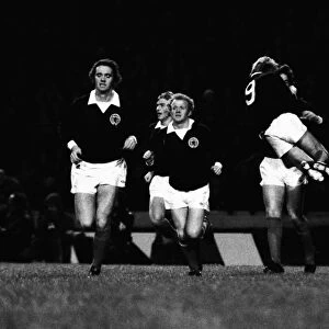 Denis Law congratulates Jim Holton on his goal against Germany in 1973