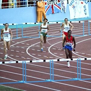 Edwin Moses on his way to winning gold at the 1976 Montreal Olympics