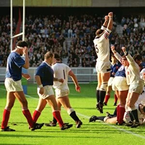 England players celebrate Will Carlings try in the 1991 Rugby World Cup Quarter-finals