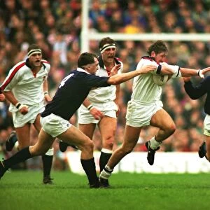 Englands Mike Teague on the charge against Scotland - 1993 Five Nations