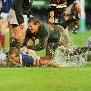 Frances Fabien Galthie and South Africas James Small - 1995 Rugby World Cup