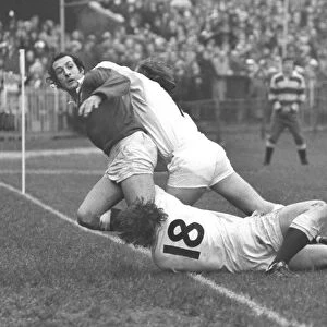 Gareth Edwards is bundled into touch - 1975 Five Nations