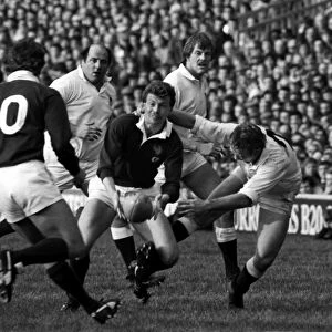 Jim Pollock looks to pass against England - 1983 Five Nations