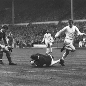 Leeds Uniteds Gary Sprake makes a save during the 1965 FA Cup Final