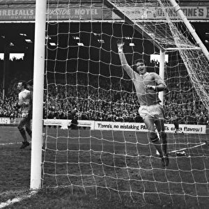 Manchester Citys Mike Doyle celebrates scoring against West Ham in 1967 / 8