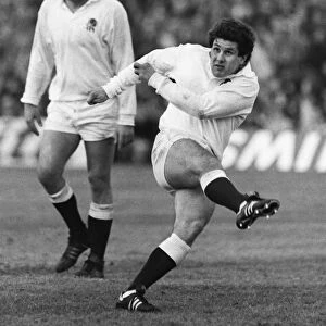 Marcus Rose kicks for England in the 1982 Five Nations