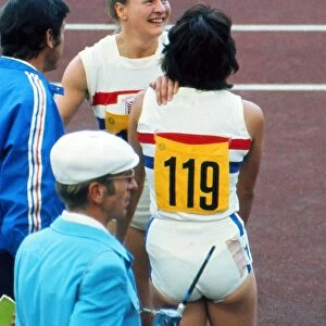 Mary Peter realises she has won gold at the 1972 Munich Olympics