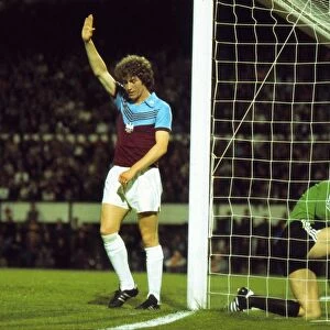 Pat Holland celebrates scoring the opening goal of the game - 1976 Cup Winners Cup Final